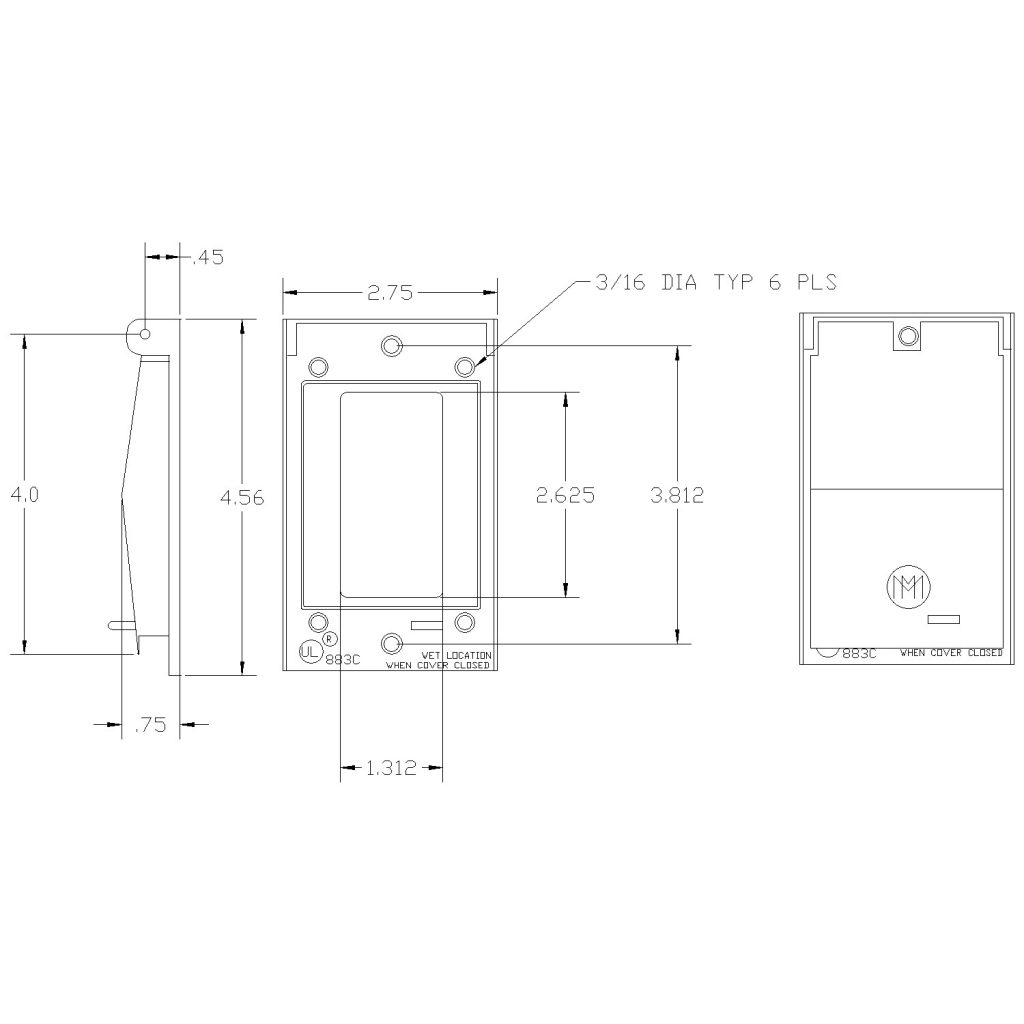 1-gang self-closing cover, vertical, block duplex/GFI opening with lock ...