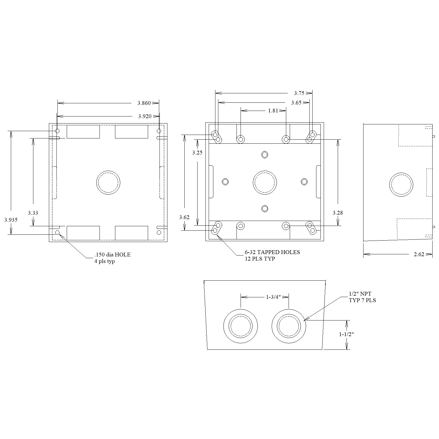 2 gang Deep Weatherproof Box With Seven 1 2 Inch Outlets 2 In Each End 