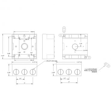 2-gang weatherproof box with seven 3/4 inch outlets - 3 in each end, 1 ...