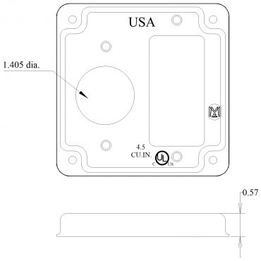 4 inch square cover, raised 1/2 inch, single receptacle & GFI ...